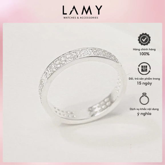 Crystal Gemstone Eternity Ring Silver