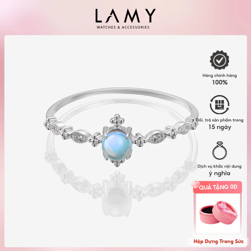 Nhẫn bạc nữ LAMY Genuine Rainbow Moonstone Ring Silver CDE8344 - Nhẫn bạc ta cao cấp