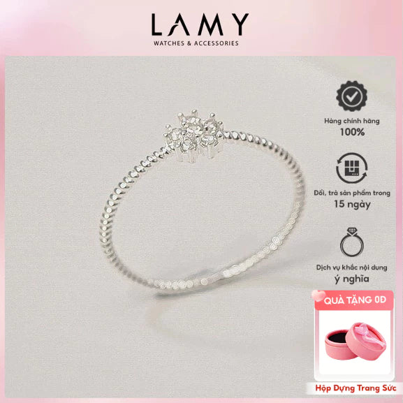 Nhẫn bạc CDE Beaded Stone Floral Ring Silver CDE8375- Nhẫn bạc ta cao cấp