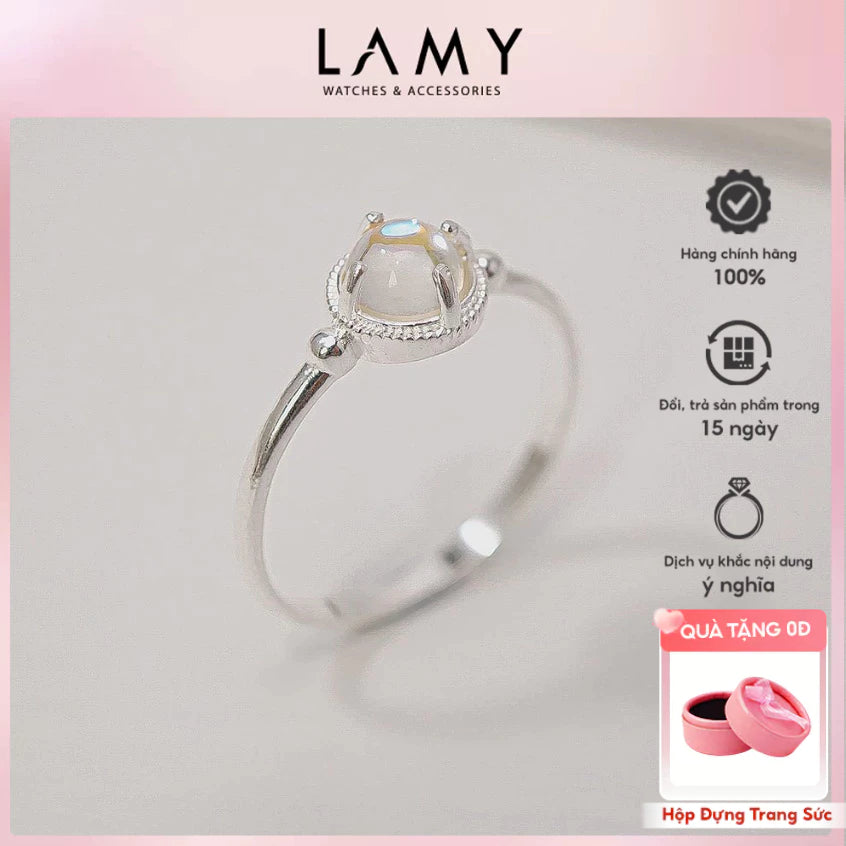 Nhẫn bạc nữ LAMY Rainbow Moonstone Silver Ring CDE8352 - Nhẫn bạc ta cao cấp
