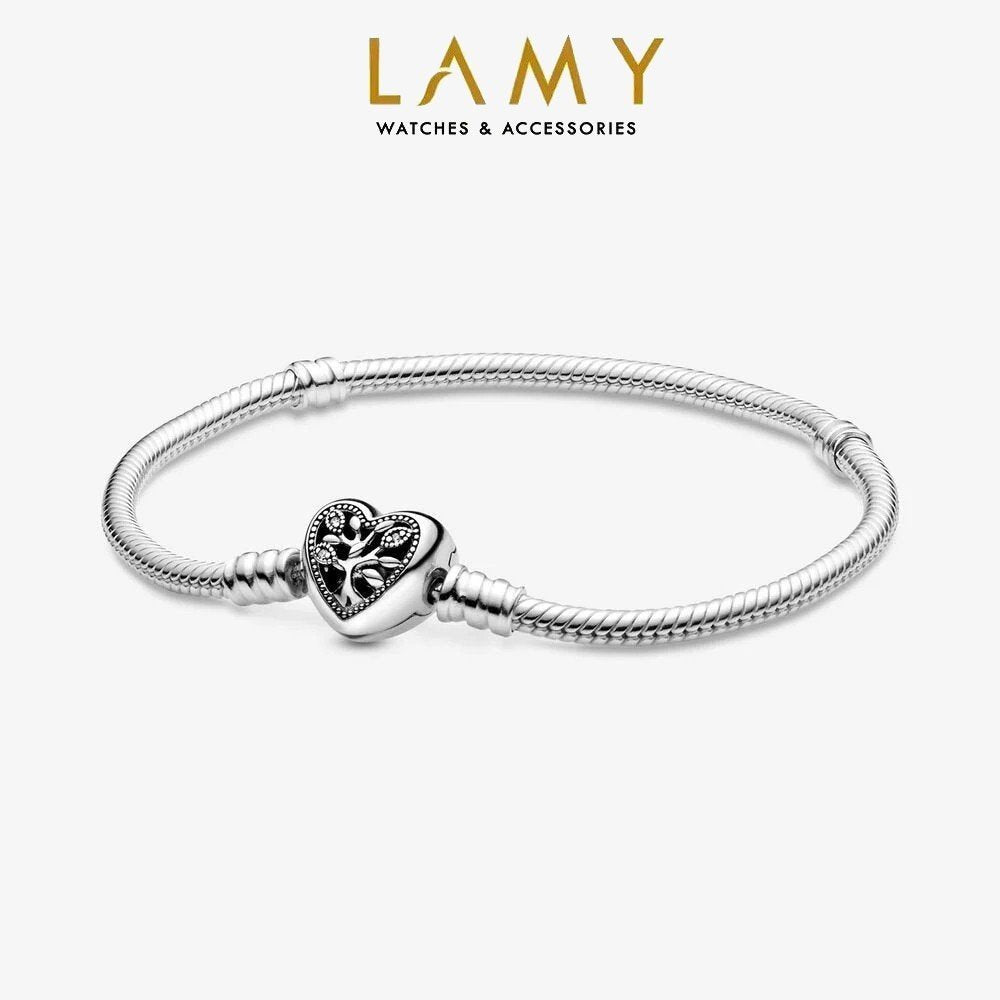 Vòng tay mềm bạc CDE Family Tree Heart Bracelet CDE2014