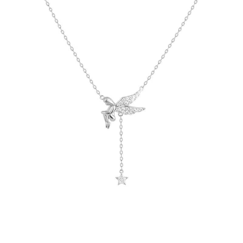 Little Fairy Necklace Silver, mặt tiên nhỏ có đôi cánh đính đá