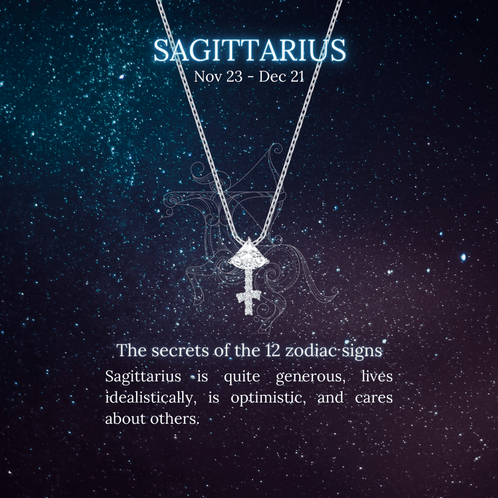 Zodiac Pendant Necklace Silver Sagittarius
