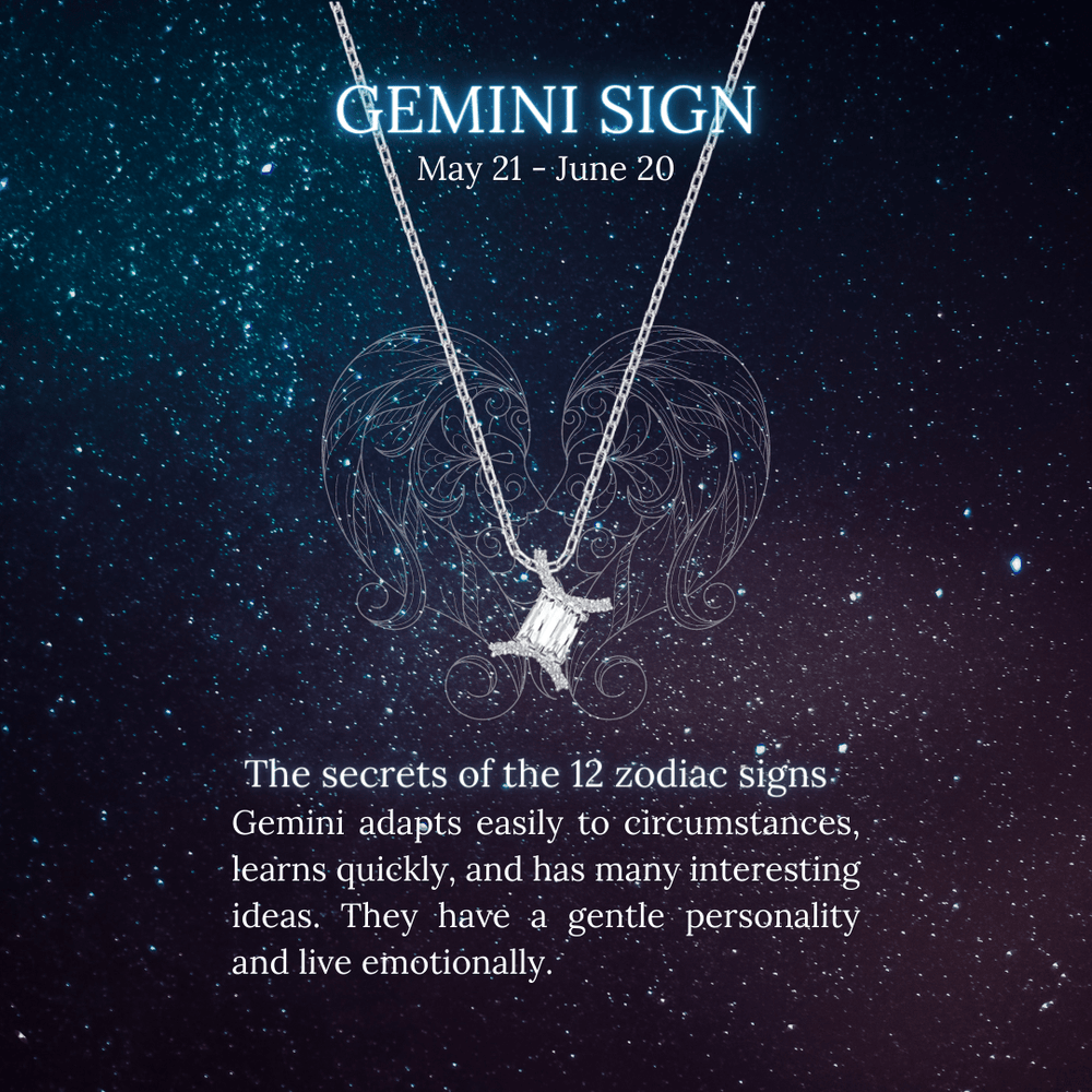 Zodiac Pendant Necklace Silver Gemini
