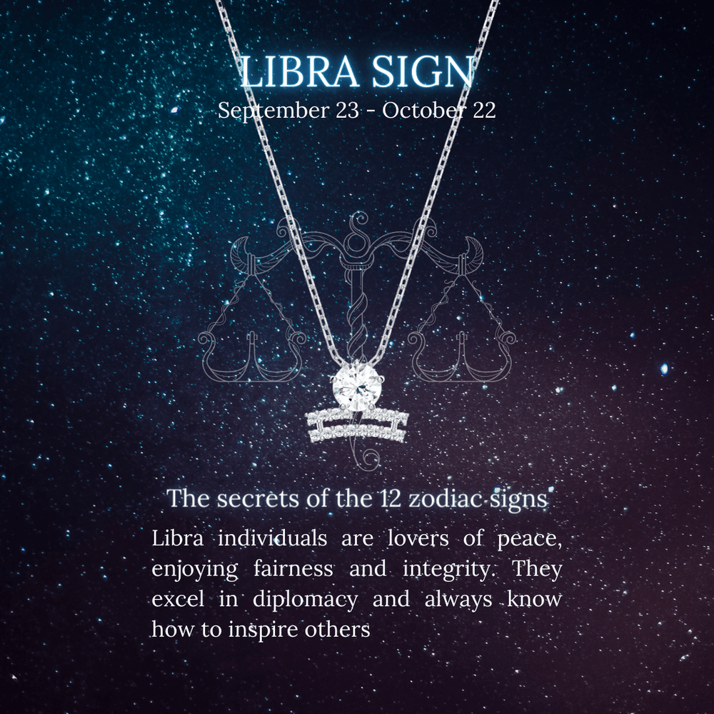 Zodiac Pendant Necklace Silver Libra