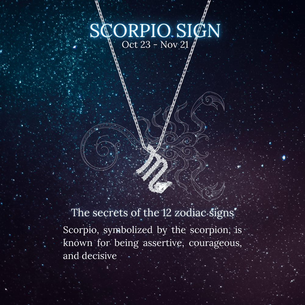 Zodiac Pendant Necklace Silver Scorpio