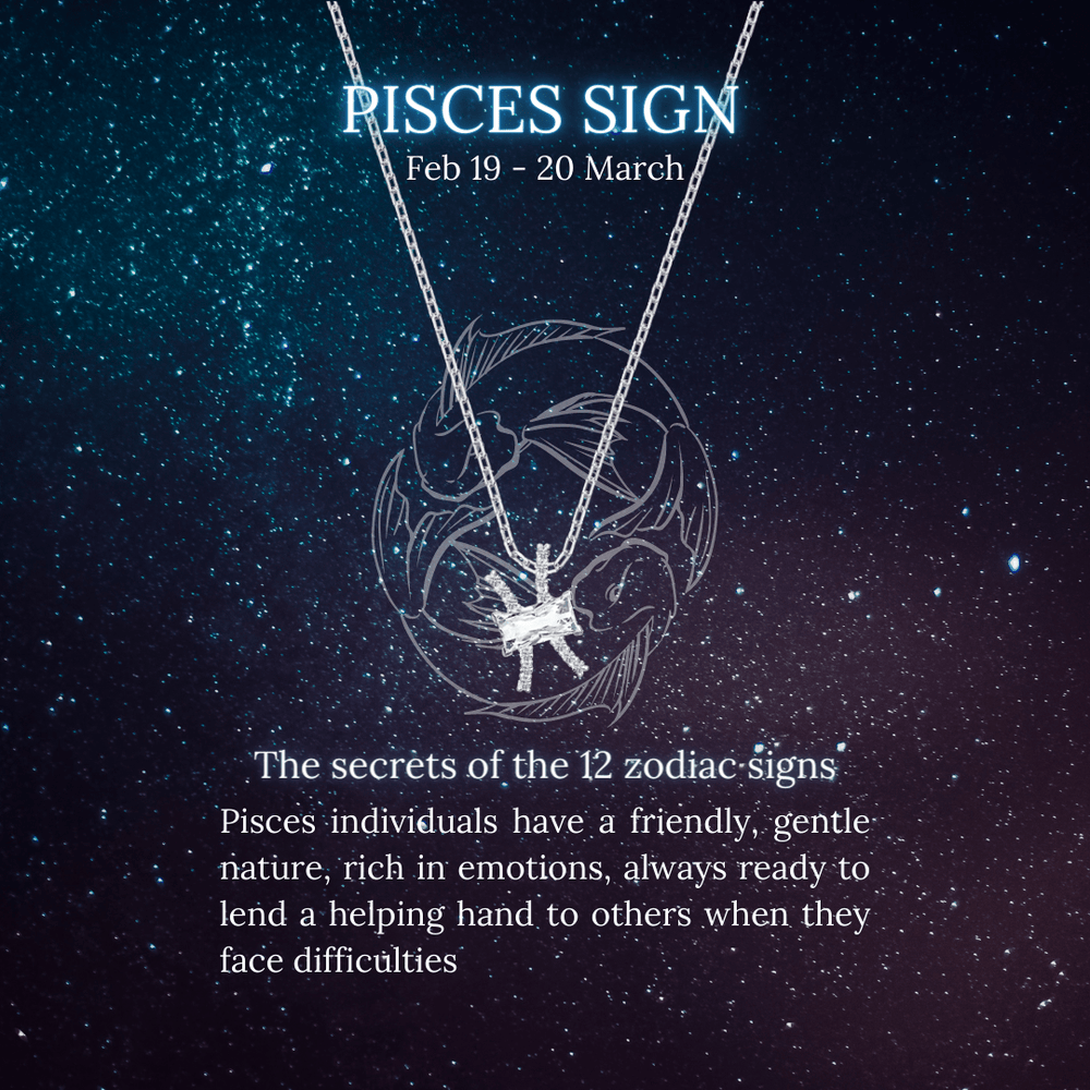 Zodiac Pendant Necklace Silver Pisces