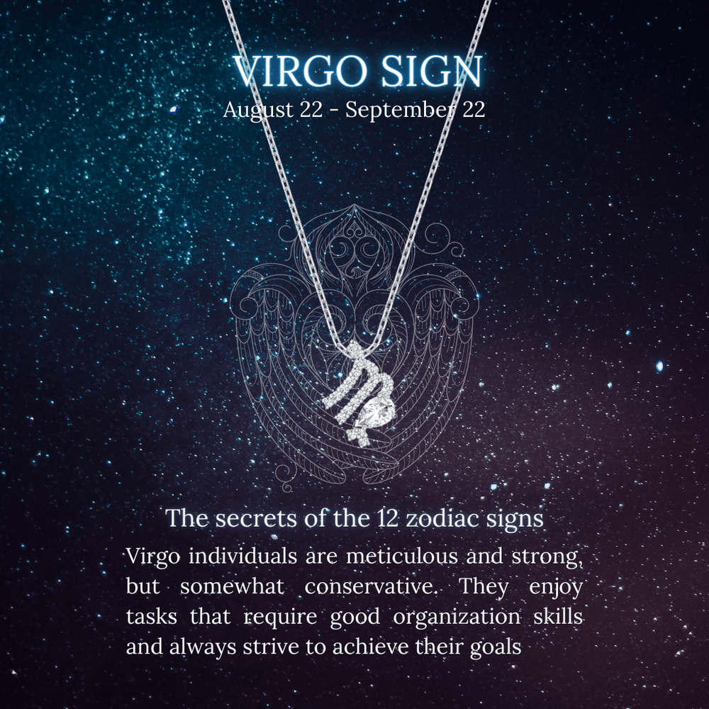 Zodiac Pendant Necklace Silver Virgo