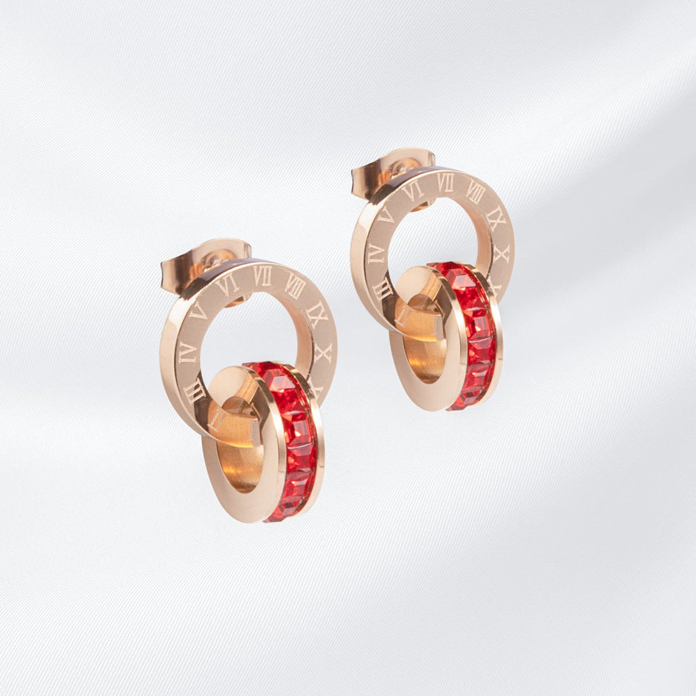 Sweet Love Earrings Rose Gold Red