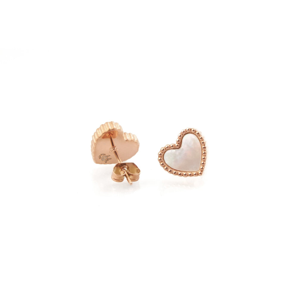 Ari Heart Milky Earrings White