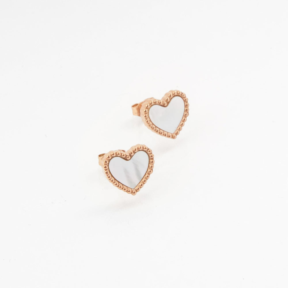 Ari Heart Milky Earrings White