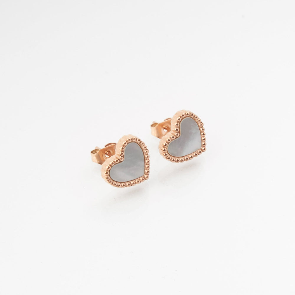 Ari Heart Milky Earrings White