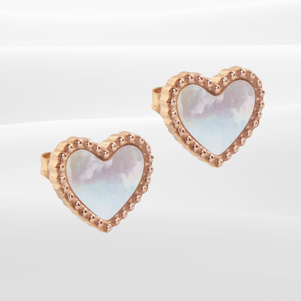 Ari Heart Milky Earrings White