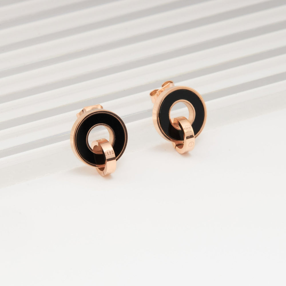 Piece Stud Earrings Black