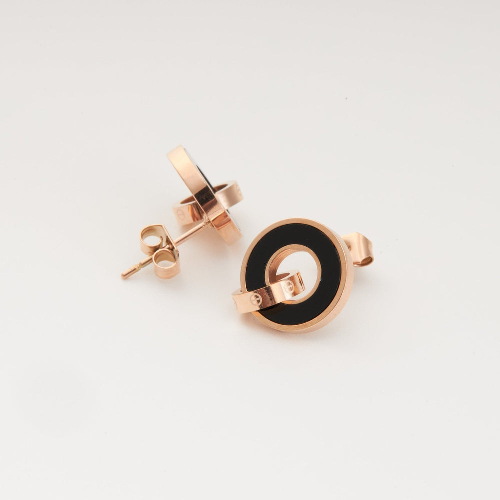 Piece Stud Earrings Black