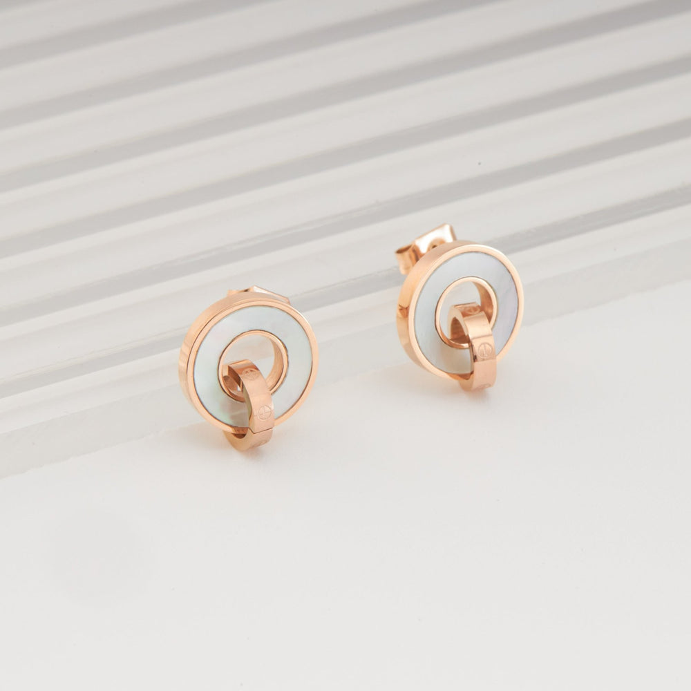 Piece Stud Earrings White