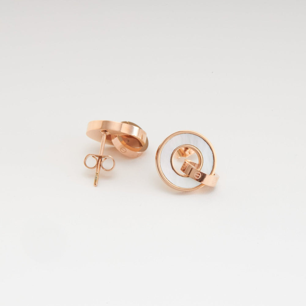 Piece Stud Earrings White