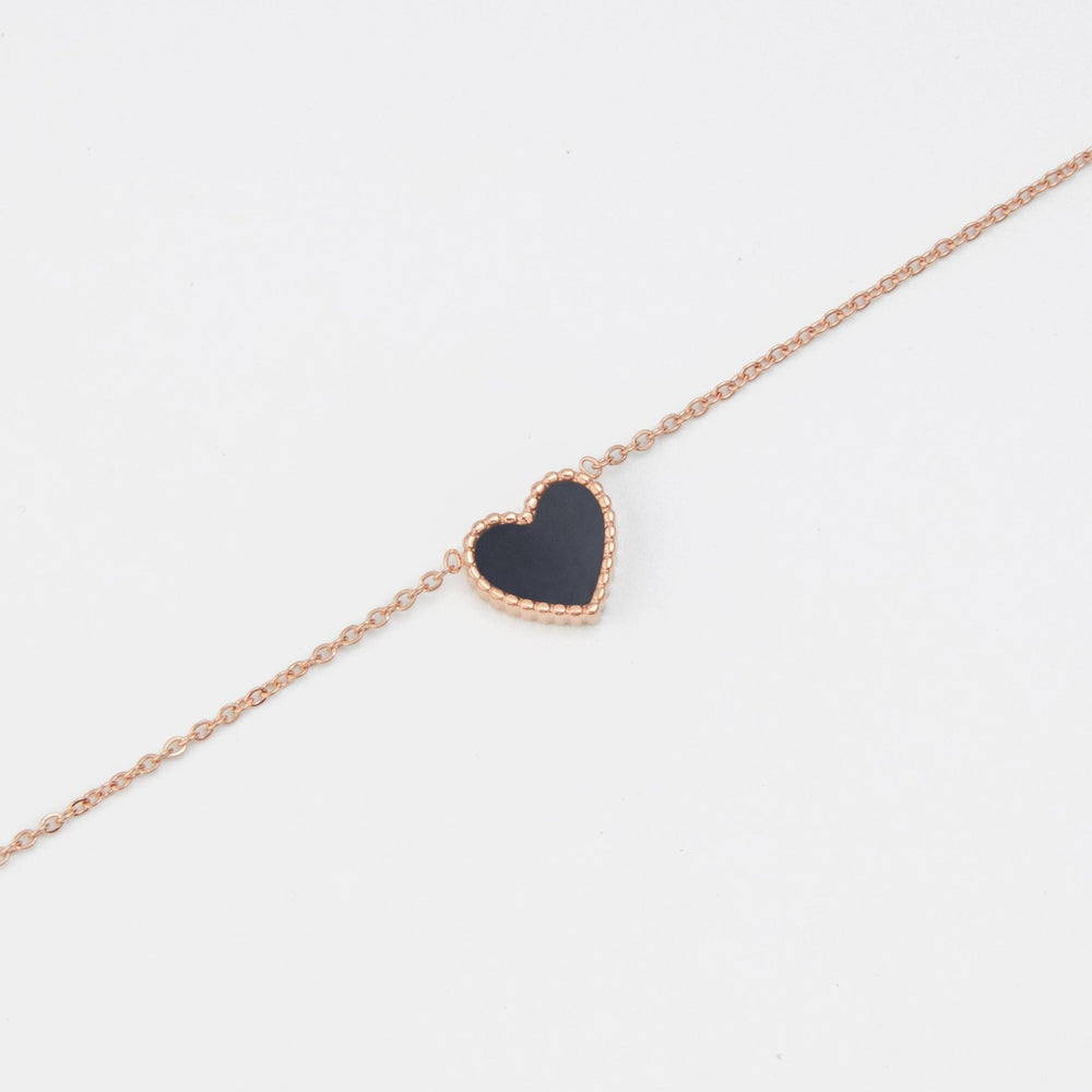 Double Sided Heart Necklace White Black