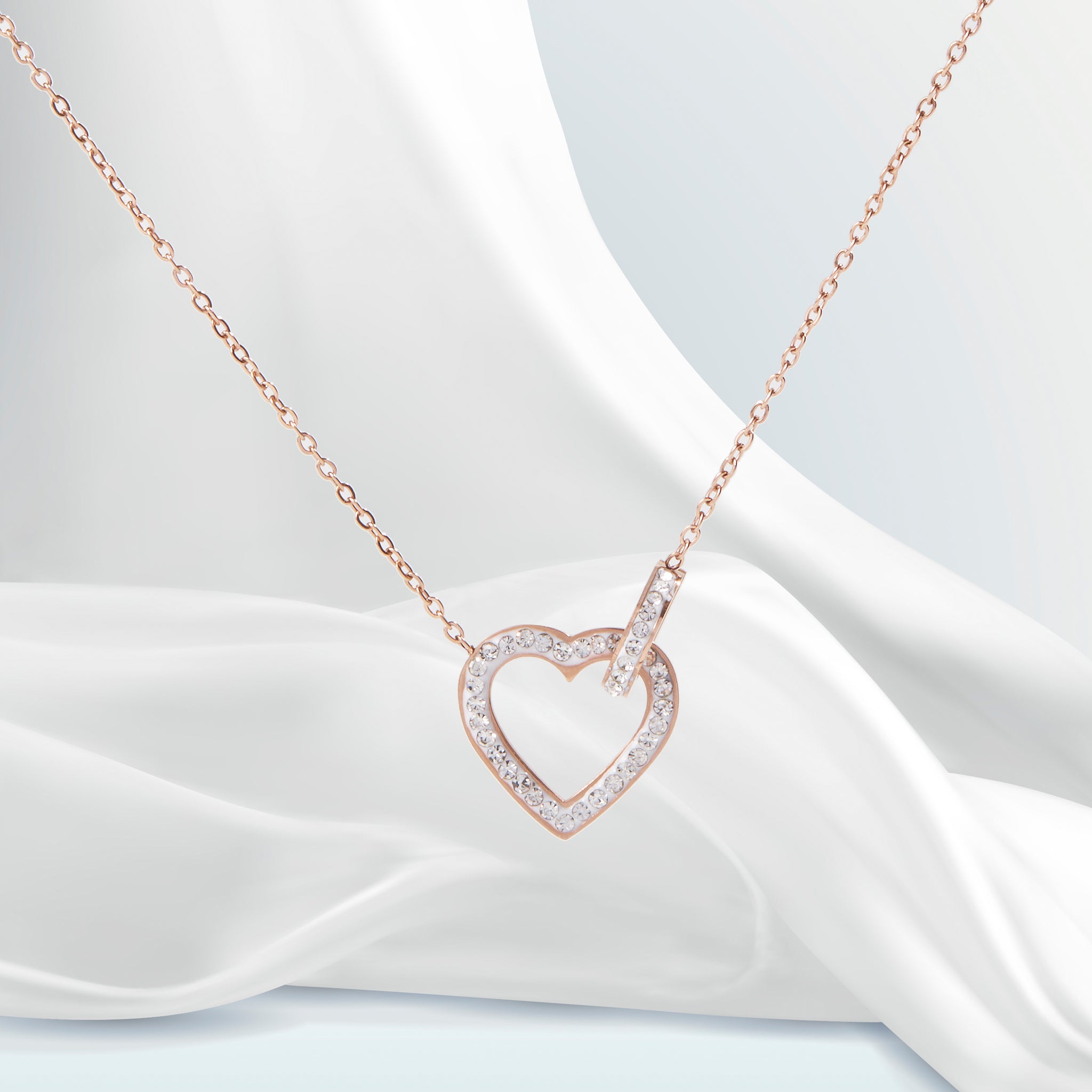 Dây chuyền nữ CDE Heart Lock Jewelry Stone Rose Gold CDE6021