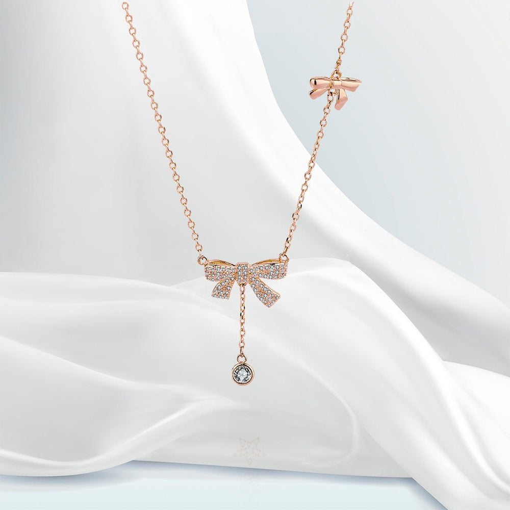 Butterfly Diamond Necklace Rose Gold