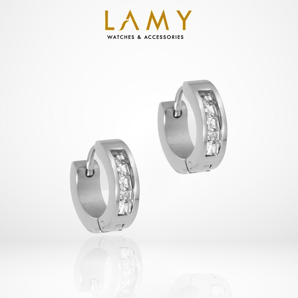 Khuyên tai LAMY Diamond Buckle Earrings CDE3014SV