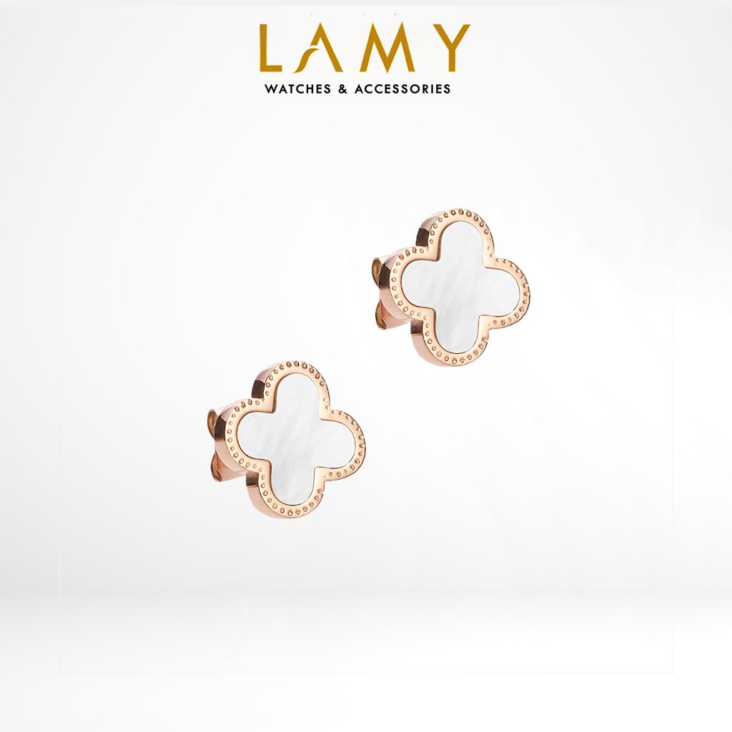 Khuyên tai LAMY Lucky Four Leaves Earrings Rose Gold CDE3023RG.WH