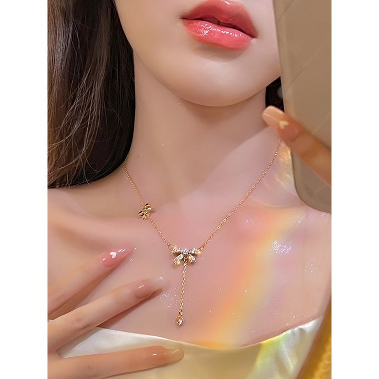 Butterfly Diamond Necklace Rose Gold