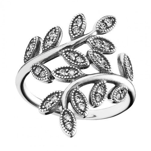 Elegant Leaf Stack Ring, nhẫn uốn như cành lá quấn chéo