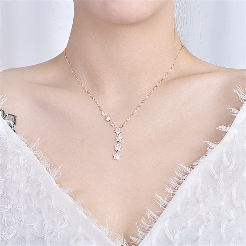 Multi Stars Necklace Rose Gold