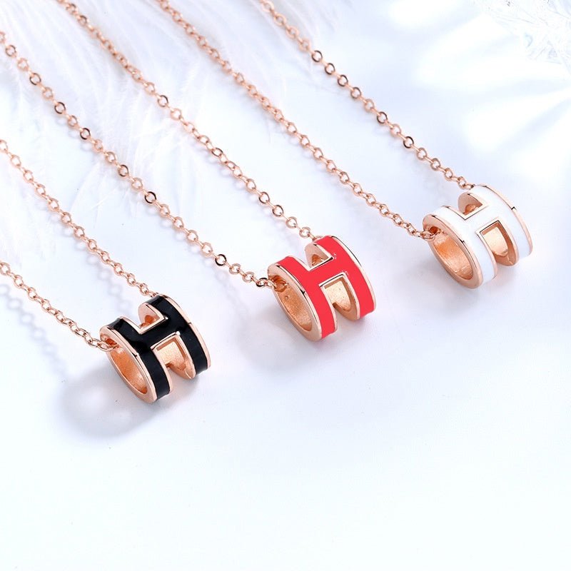H-shaped Enamel Necklace