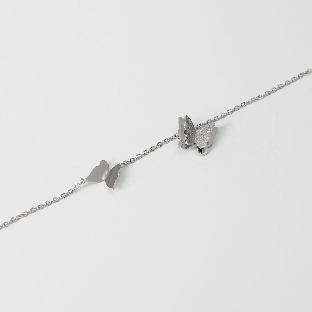 Pave Butterfly Necklace Silver