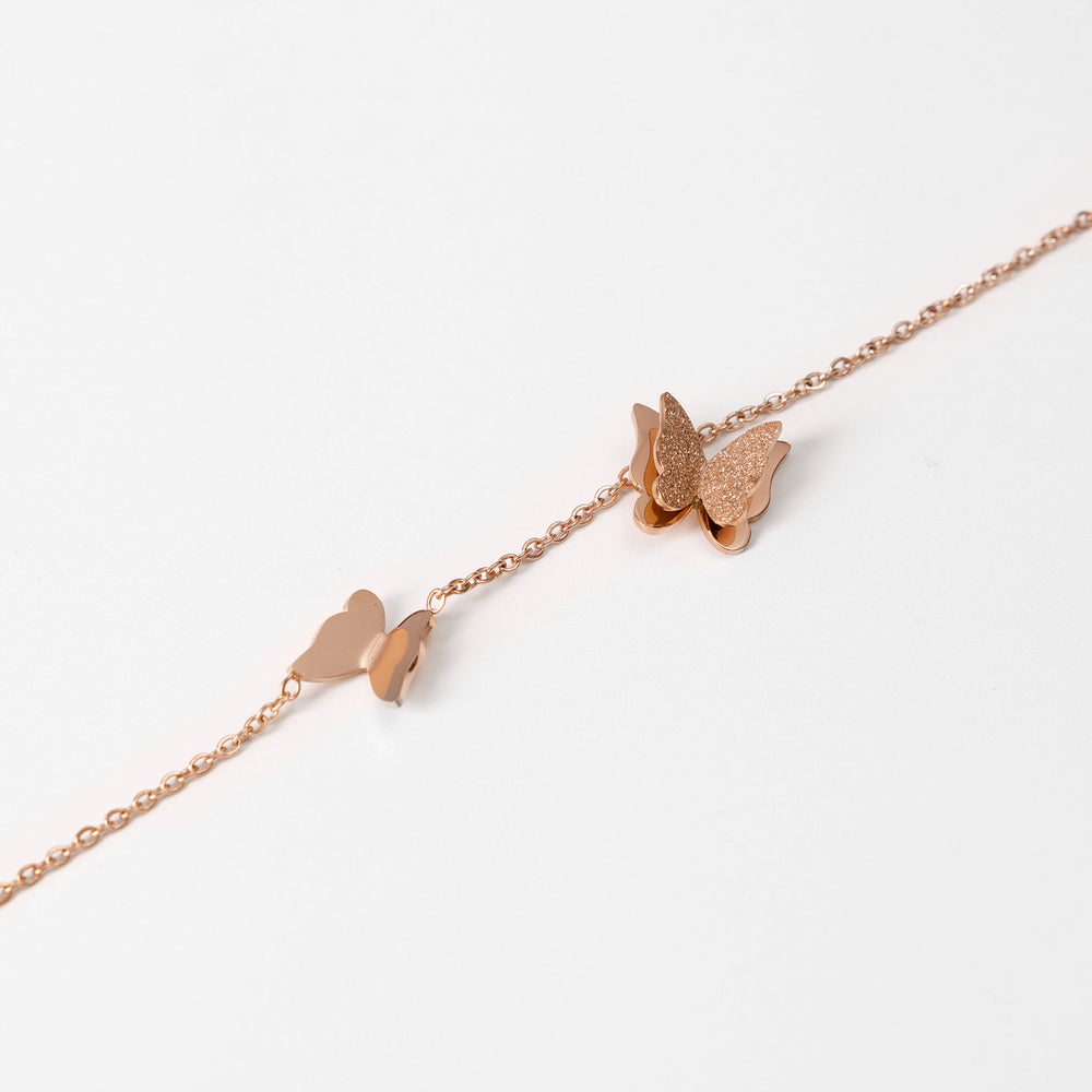 Pave Butterfly Necklace Rose Gold