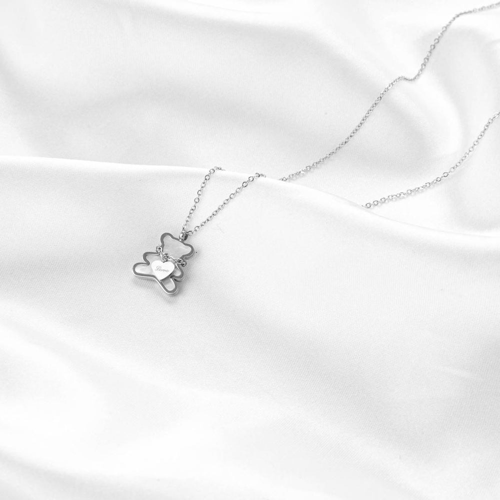 Teddy in Love Necklace Silver