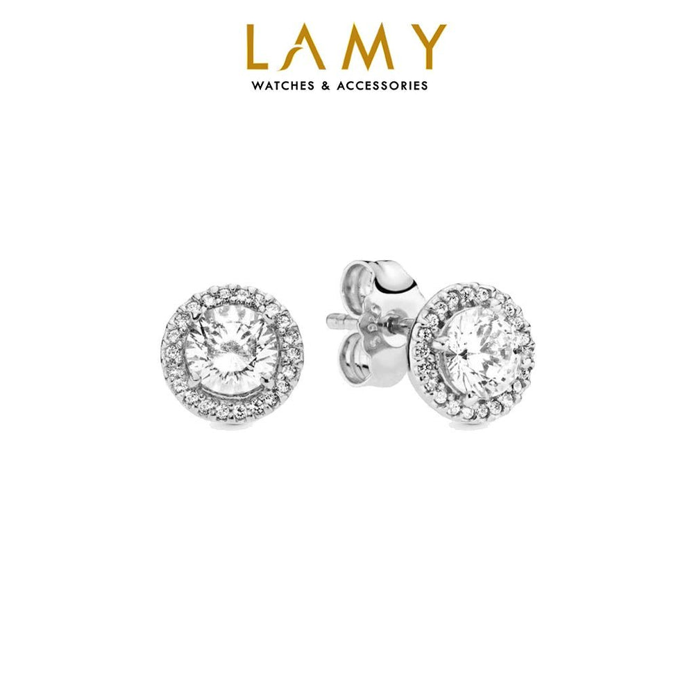 Timeless Round Shaped Earrings Silver White