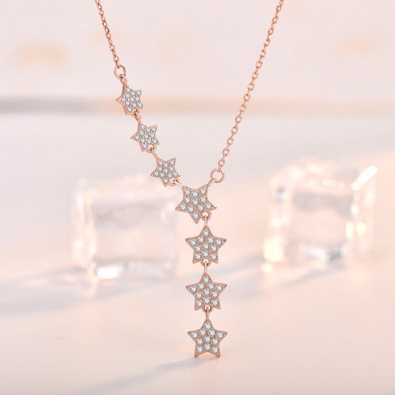 Multi Stars Necklace Rose Gold