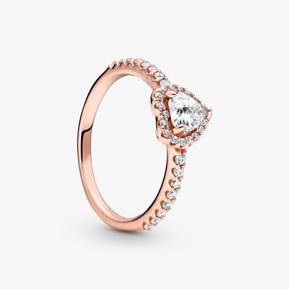 Pink Heart Stone Ring Rose Gold White