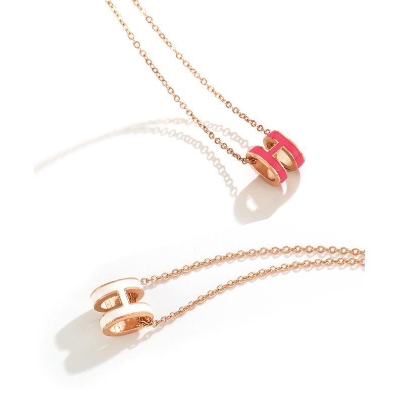 H-shaped Enamel Necklace Orange