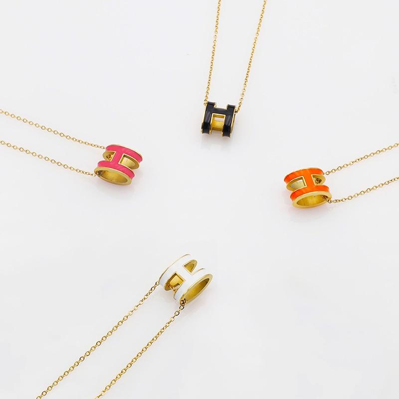 H-shaped Enamel Necklace