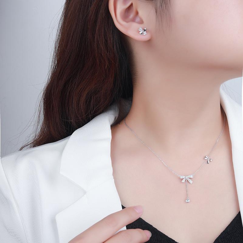 Butterfly Diamond Necklace Silver