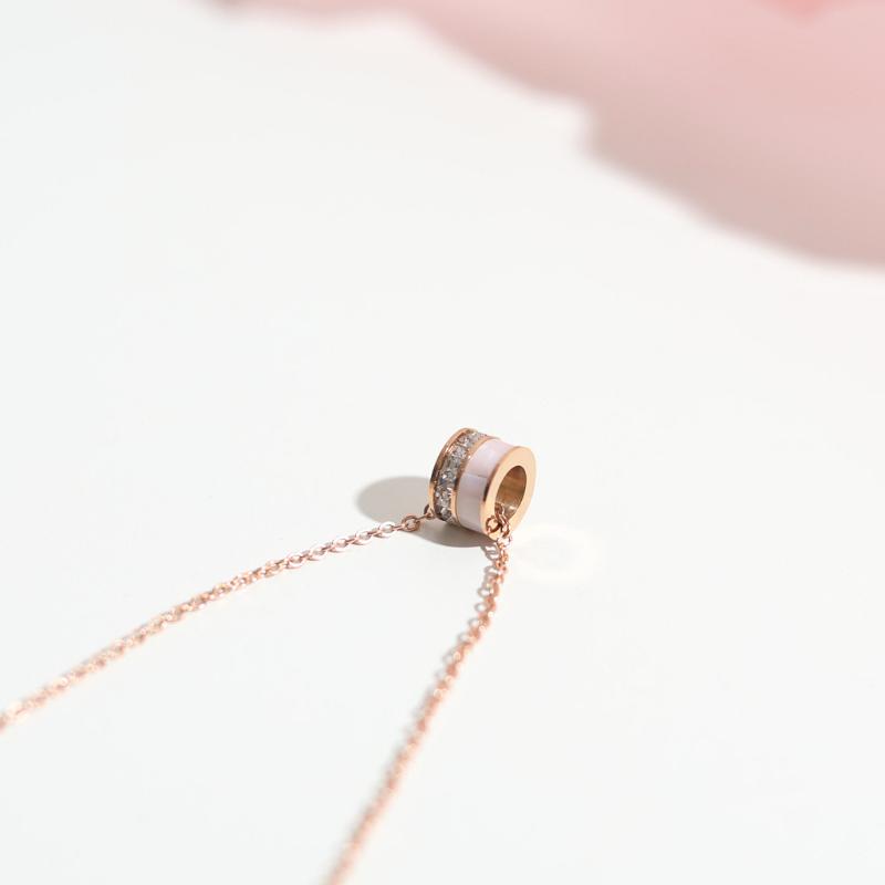 Geometric Opal Necklace Rose Gold