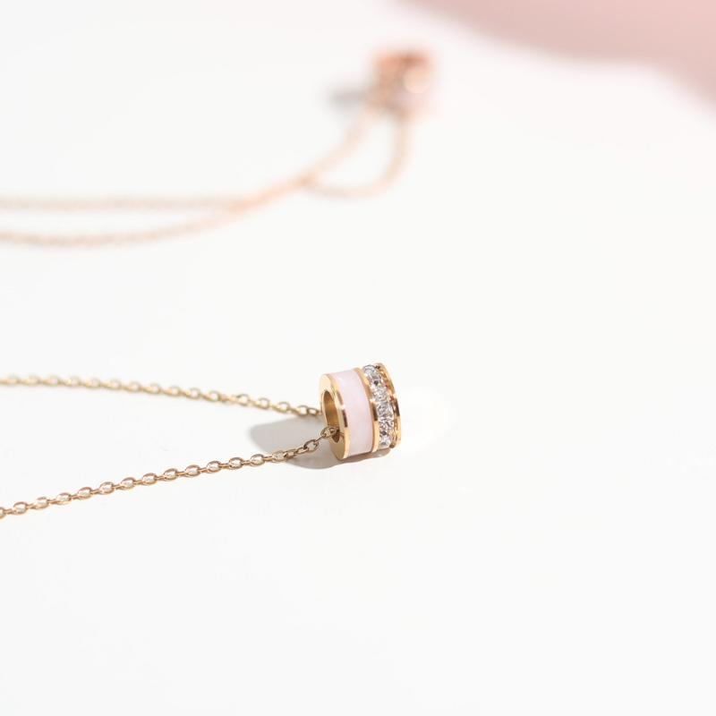 Geometric Opal Necklace Rose Gold