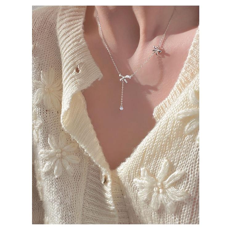 Butterfly Diamond Necklace Silver