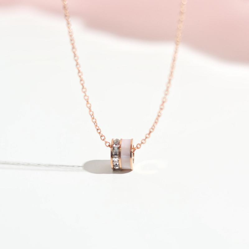 Geometric Opal Necklace Rose Gold