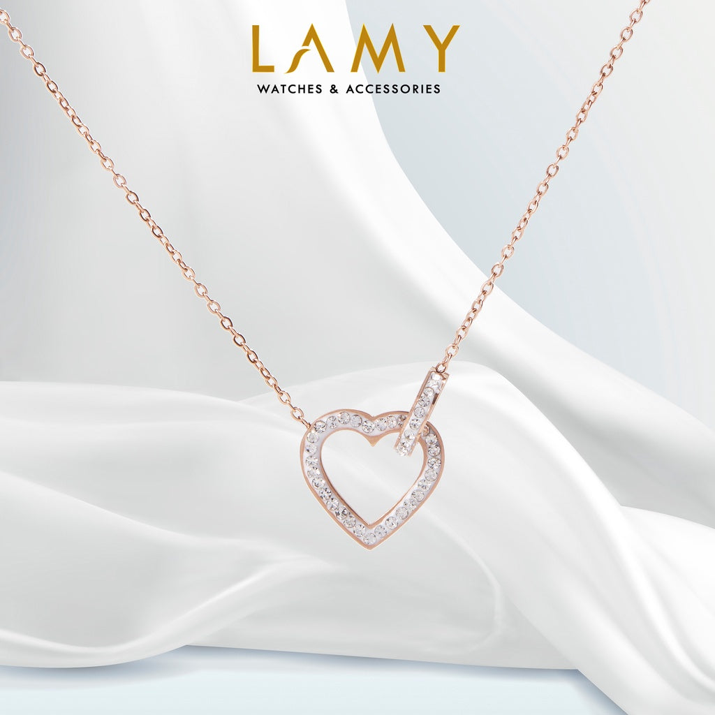 Dây chuyền nữ CDE Heart Lock Jewelry Stone Rose Gold CDE6021