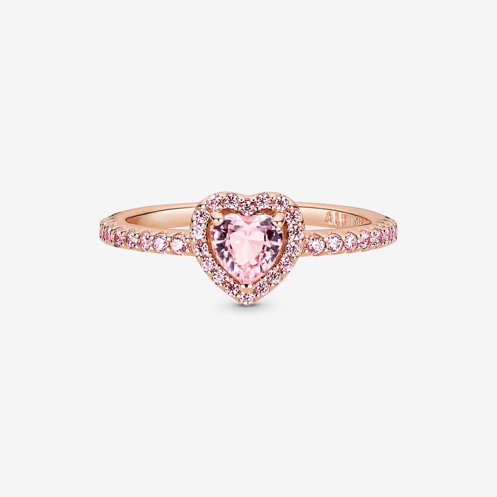 Pink Heart Stone Ring Rose Gold Pink